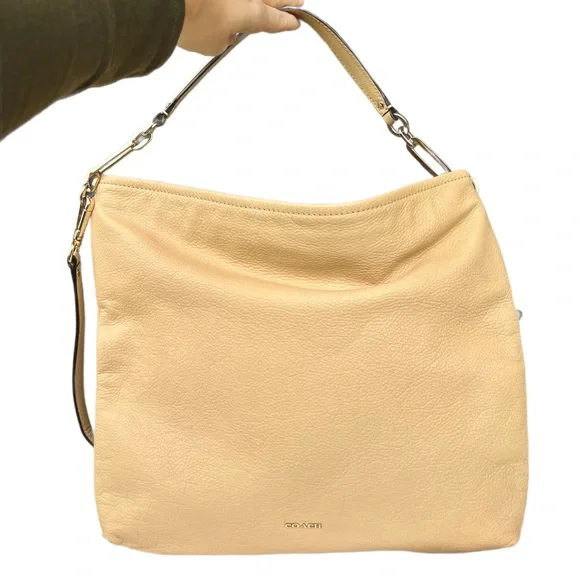 Coach Madison Tan Pebbled Leather Slouch Hobo with Crossbody Strap Style - Picture 3 of 15